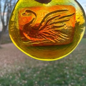 Blenko tangerine swan Sun catcher